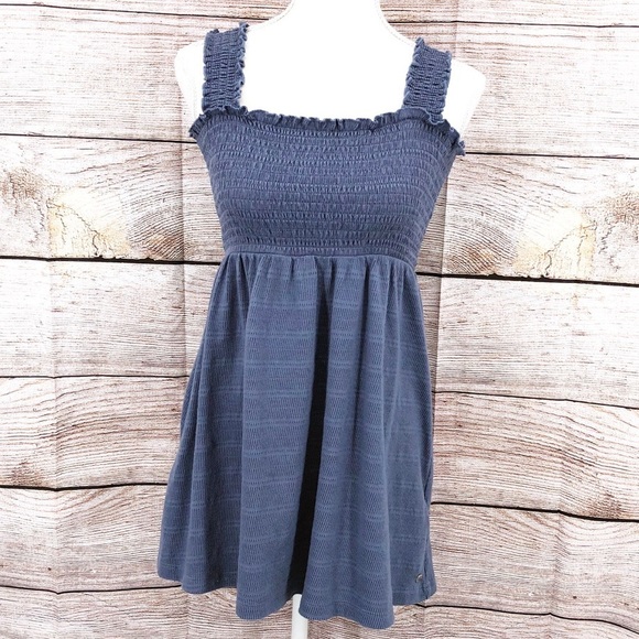 ROXY smocked top blue mini sundress with wide straps Size S - Picture 1 of 10